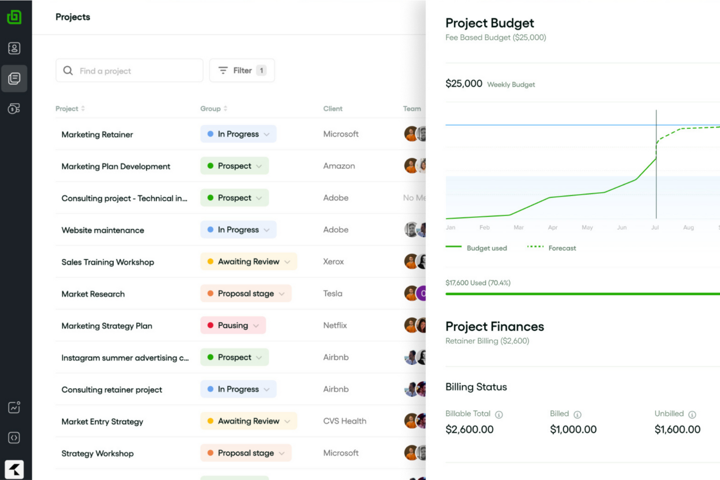 Bonsai Agency Software screenshot - Los 10 mejores programas de gestión de recursos para servicios profesionales analizados en 2026