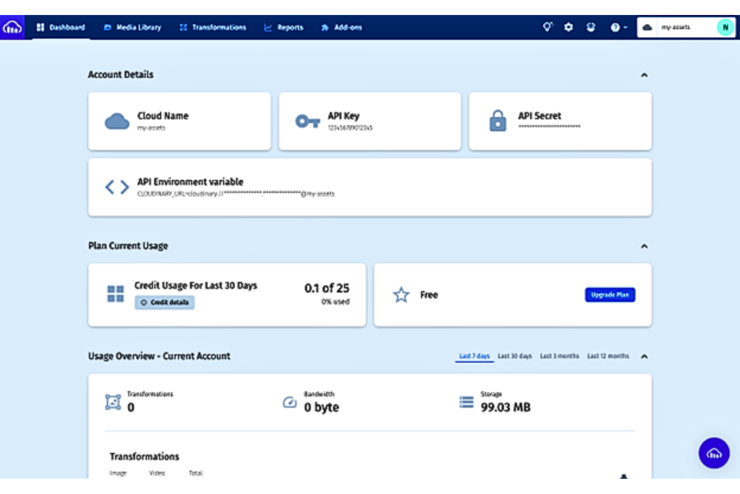 Cloudinary screenshot - 31 Meilleurs Logiciels de Gestion des Ressources Numériques pour l’Animation Évalués en 2026