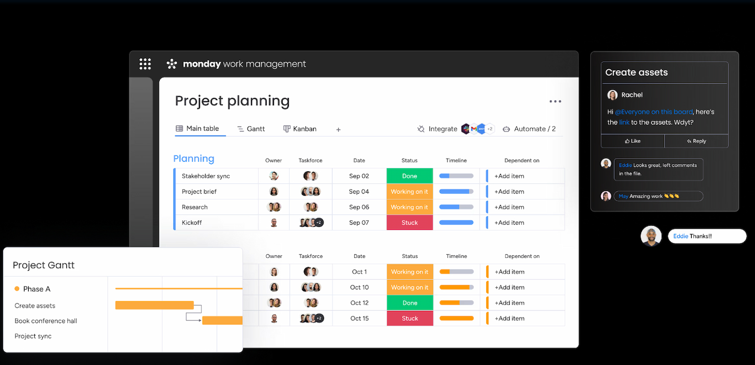 monday AI Work Platform screenshot - Die 10 besten kostenlosen Aufgabenverwaltungssoftwares im Jahr 2026