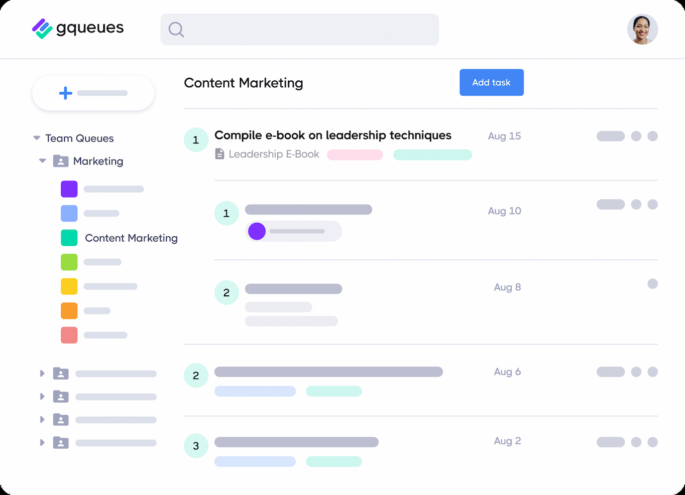 GQueues screenshot - 20 Top-Projektmanagement-Tools mit Google Kalender-Integration