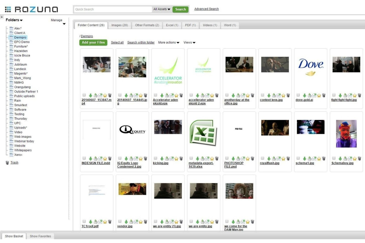 Razuna screenshot - 10 meilleurs logiciels de gestion des ressources numériques open source 2026
