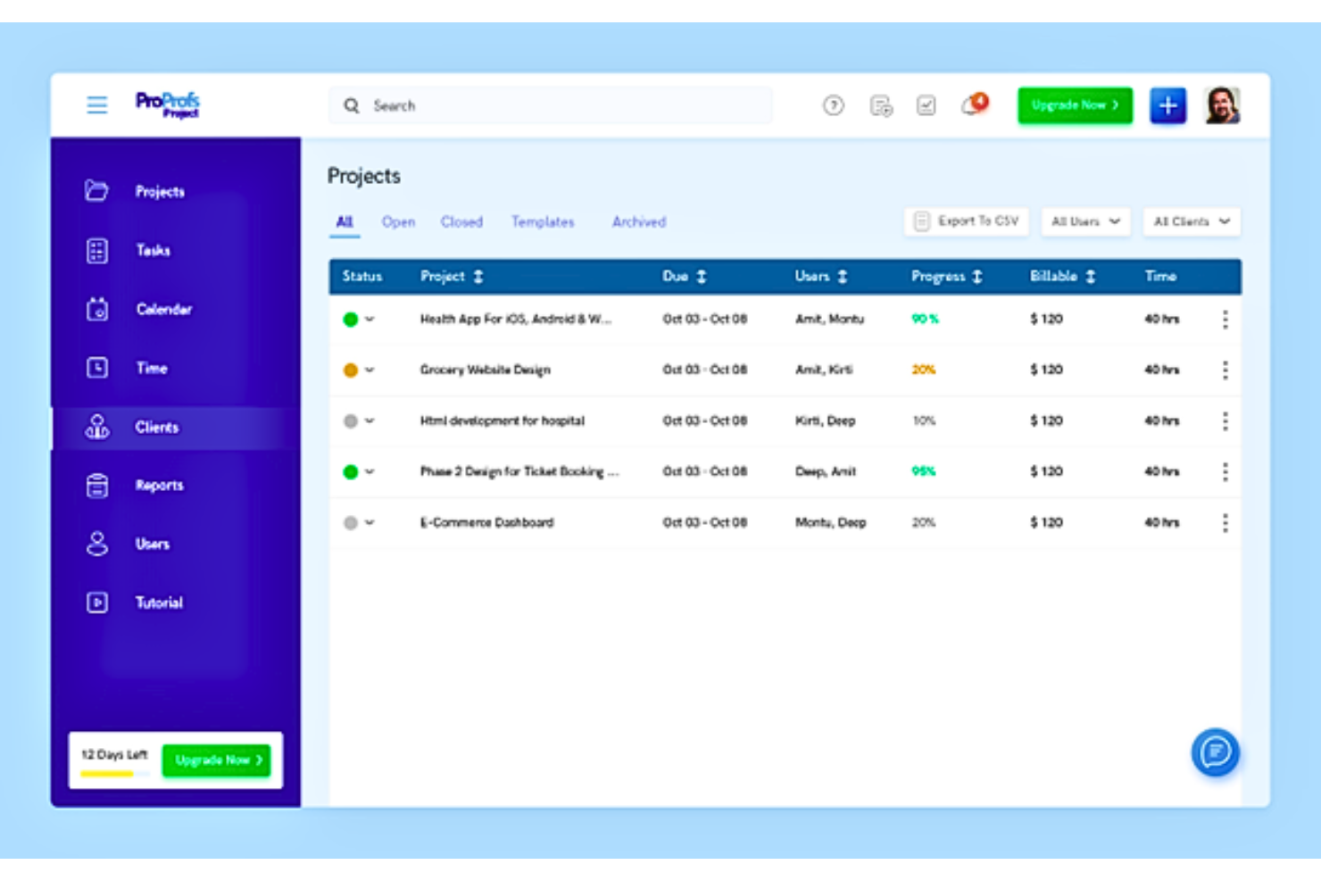 ProProfs Project screenshot - Die 10 besten Softwarelösungen für Finanzprojektmanagement 2026