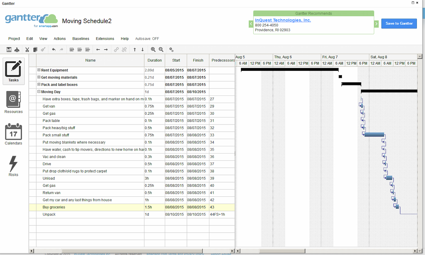 Gantter screenshot - 10 meilleurs outils de gestion de projet intégrés à Google Agenda