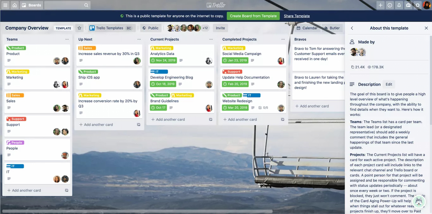 Trello screenshot - 27 Optionen für Projektberichterstattungssoftware im Jahr 2026