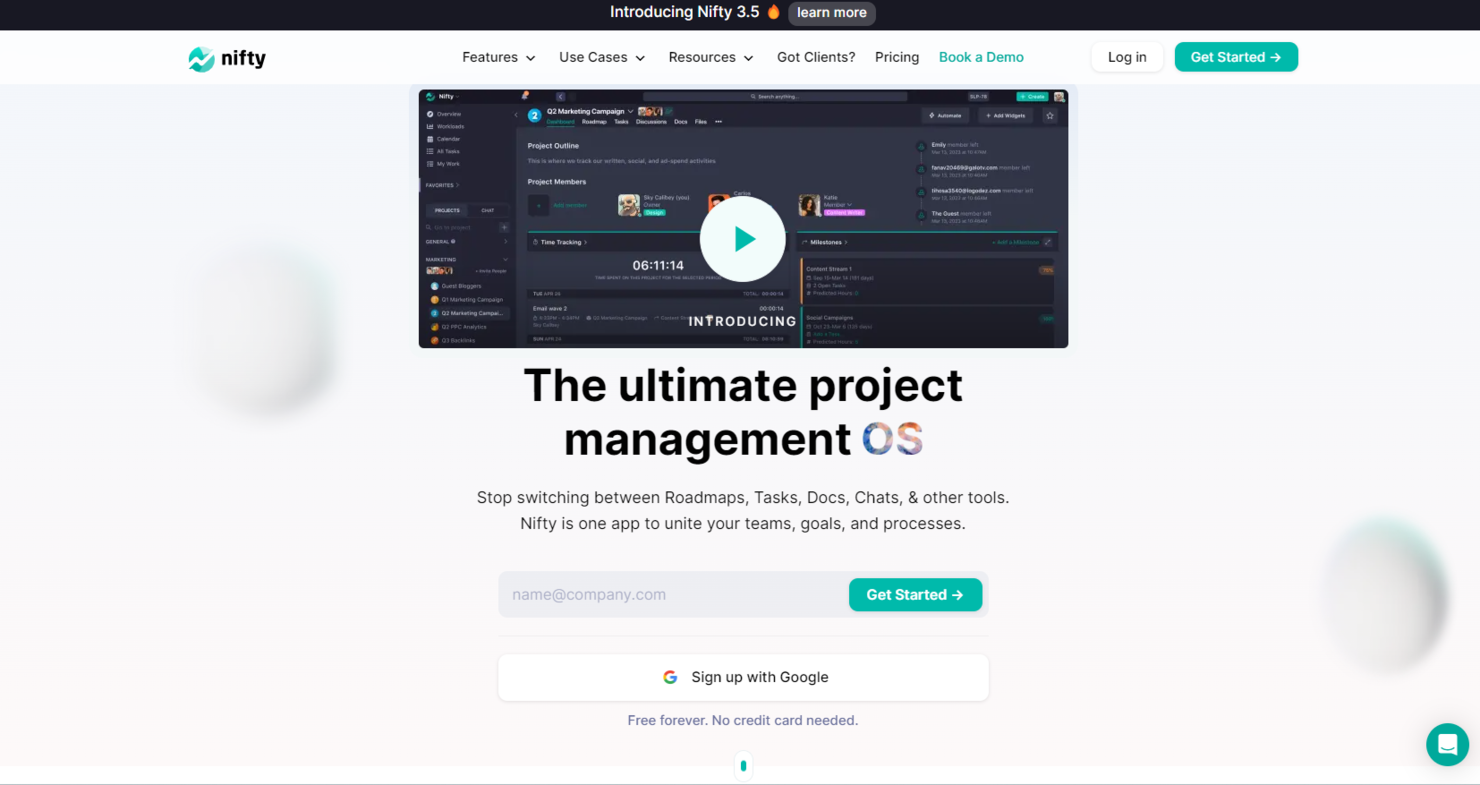 Nifty screenshot - 20 meilleures alternatives à Airtable pour 2026