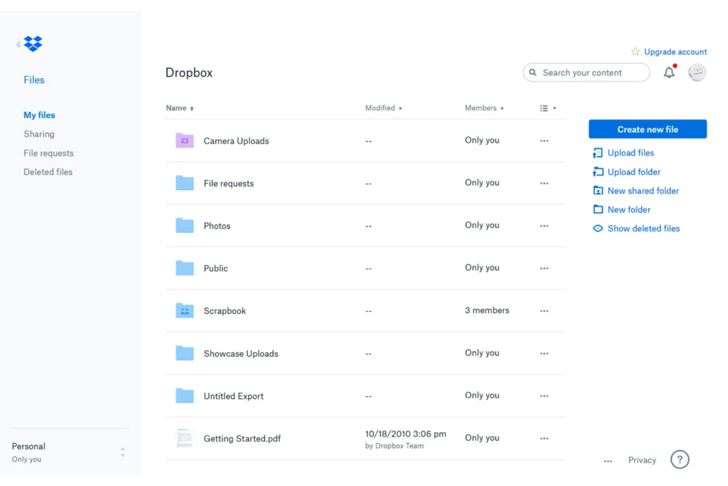 Dropbox screenshot - 23 mejores programas de intercambio de archivos para transferencias seguras en 2026