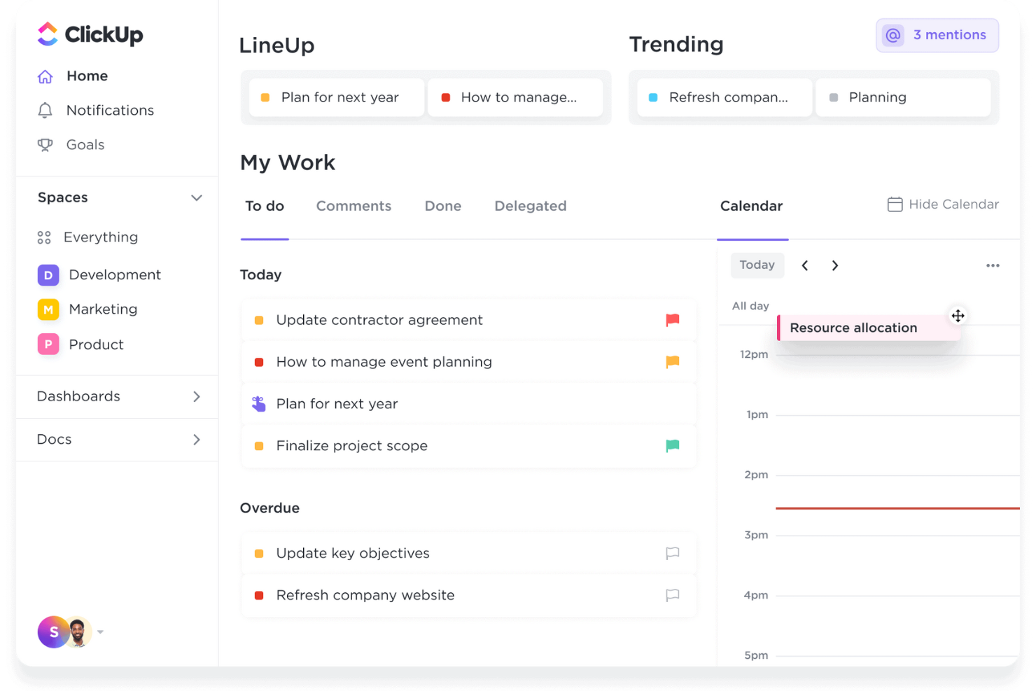 ClickUp screenshot - Los 10 mejores programas de gestión de proyectos para freelancers en 2026