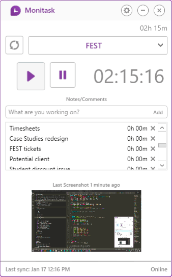 Monitask screenshot - Die 10 besten Zeiterfassungssoftwares für Produktivität im Jahr 2026