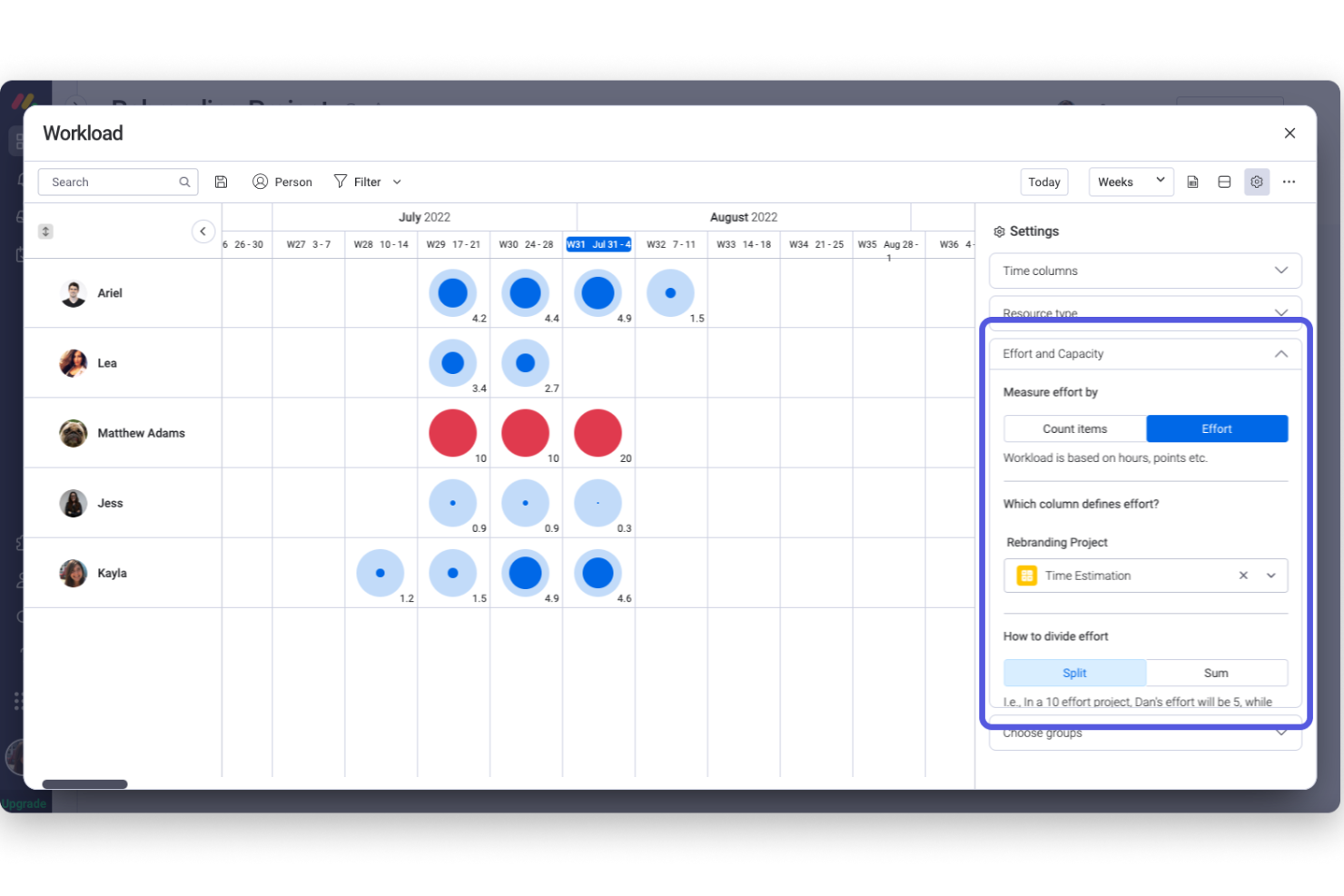 monday AI Workspace screenshot - 10 Mejores Software de Gestión de Recursos en 2026 (¡Más de 10 Probados!)