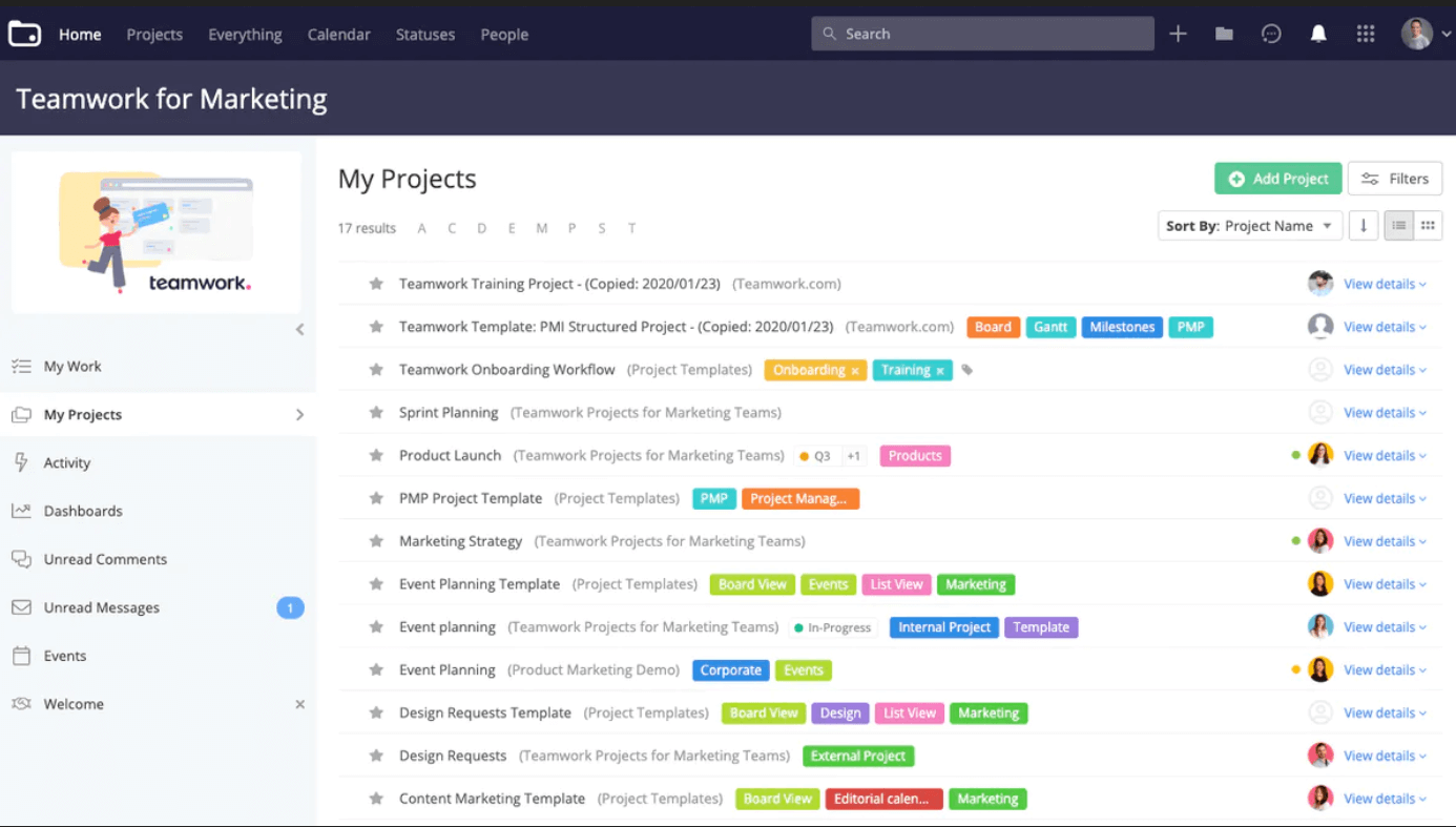 Teamwork.com screenshot - 10 Mejores Herramientas de Gestión de Proyectos Remotos Analizadas para 2026