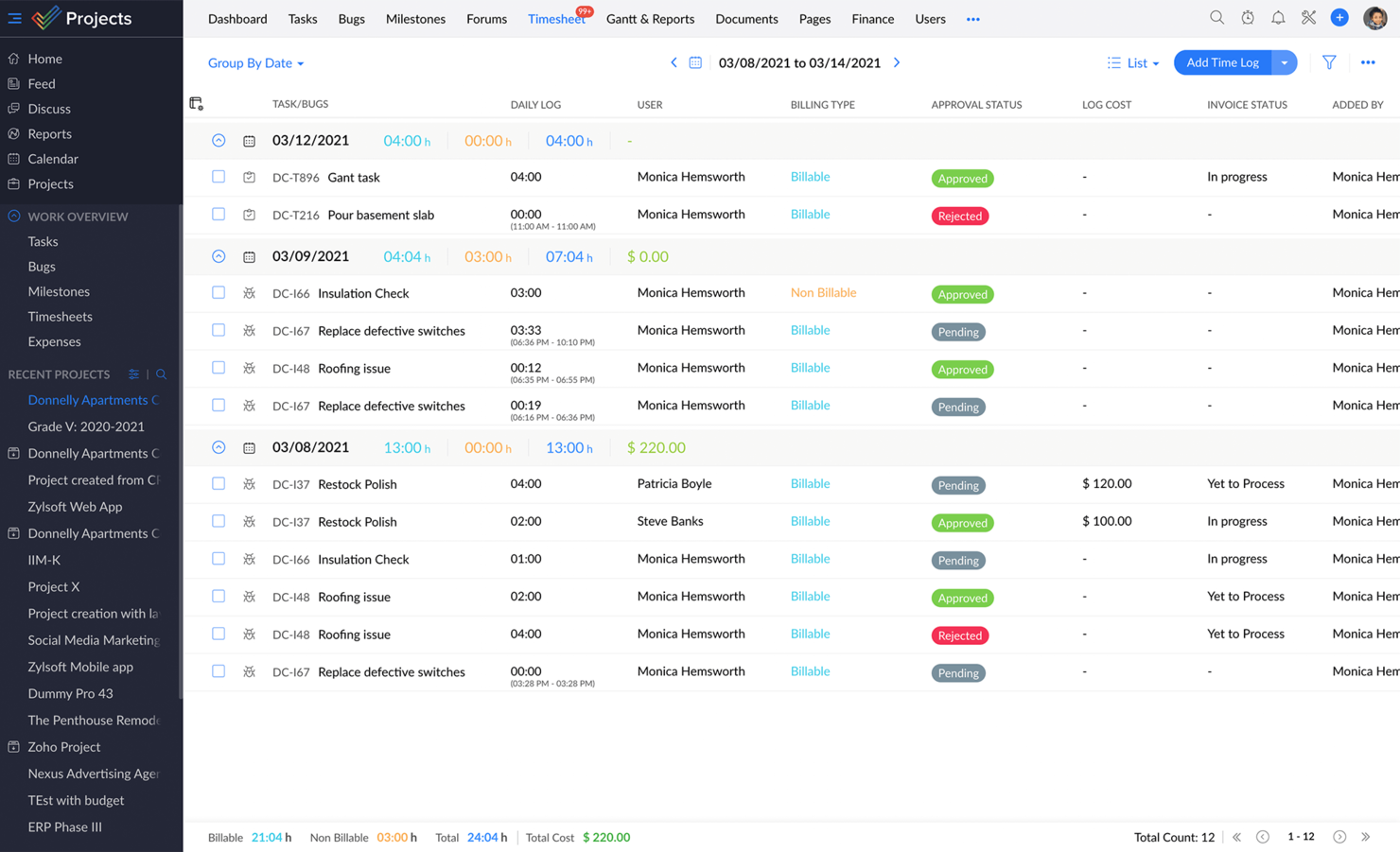 Zoho Projects screenshot - Die 10 besten Projektplanungssoftwares, die ich 2026 getestet habe