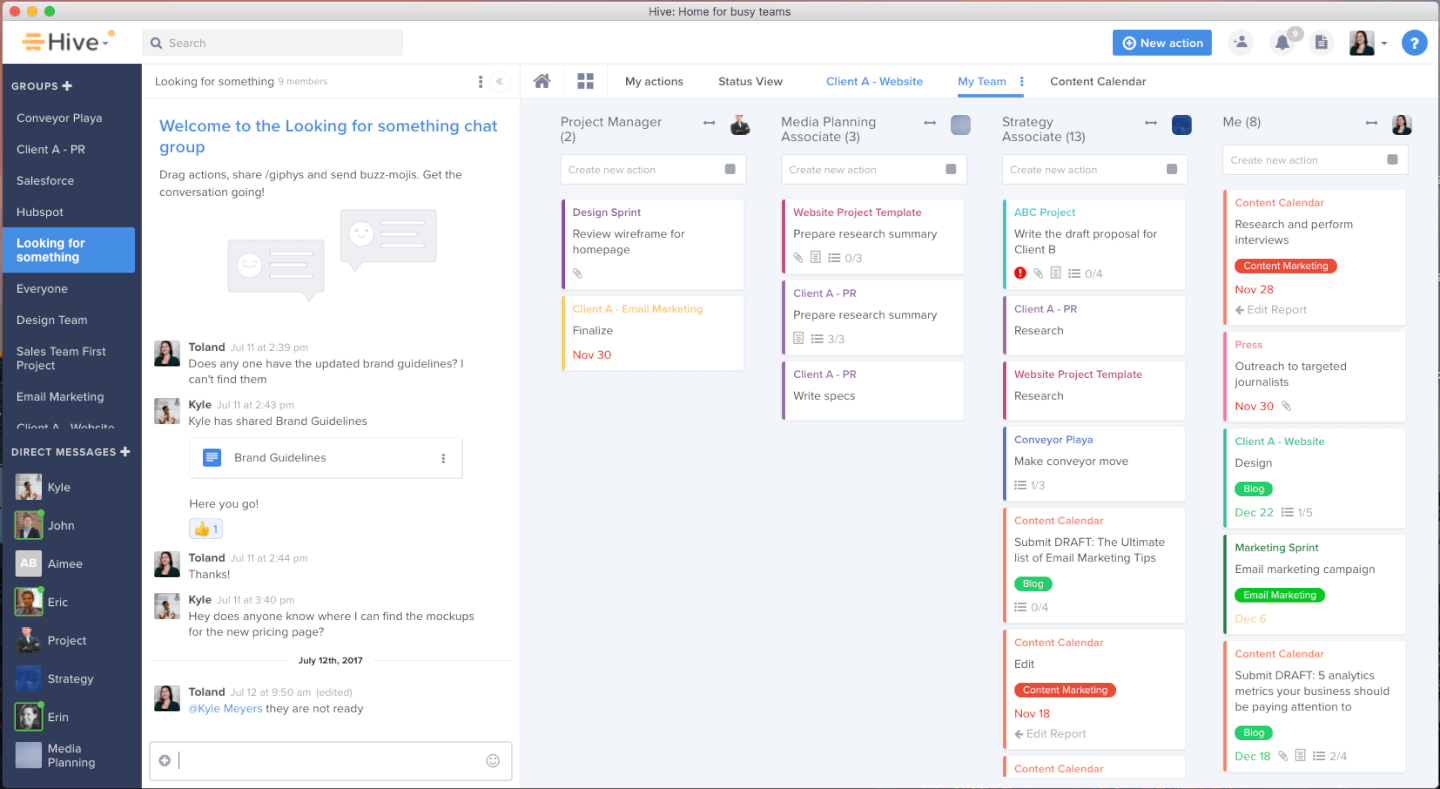 Hive screenshot - Las 10 mejores herramientas de planificación de proyectos para equipos en 2026