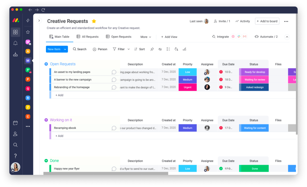 monday.com screenshot - Die 10 besten Projektmanagement-Softwarelösungen für Mac im Jahr 2026