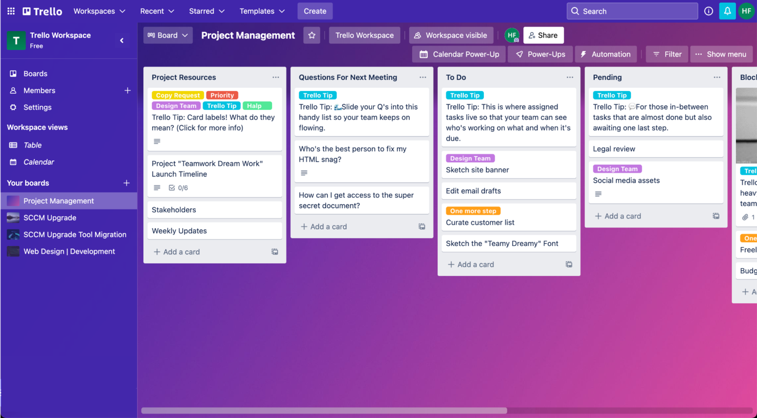 Trello screenshot - 25 Meilleurs Logiciels de Flux de Travail (Workflow) Passés en Revue pour 2026