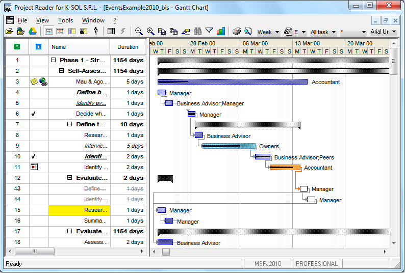 Project Reader screenshot - 15 Mejores programas para ver archivos de Microsoft Project analizados para 2026