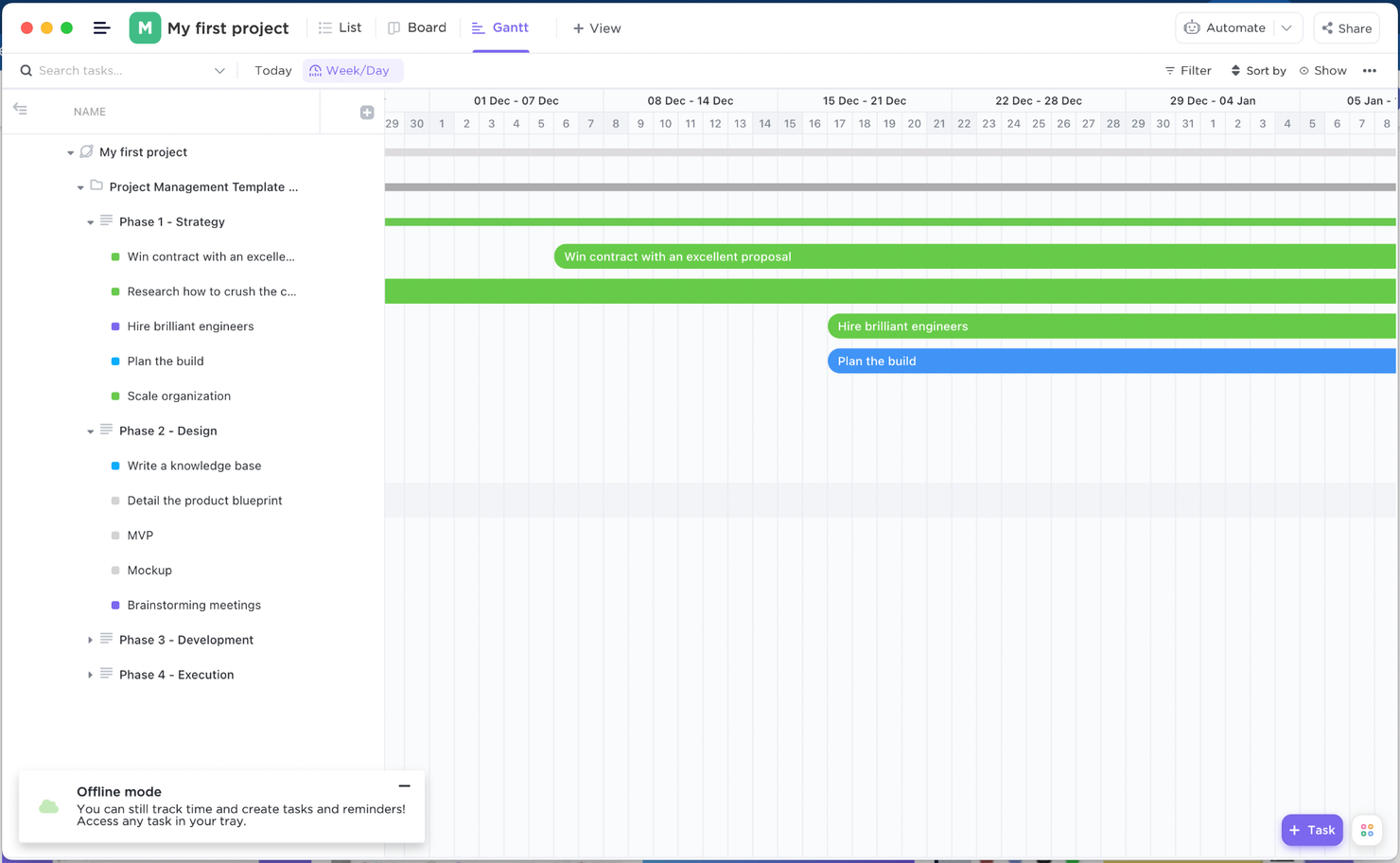 ClickUp screenshot - Microsoft Project pour Mac OS : 10 Alternatives et Solutions de Contournement