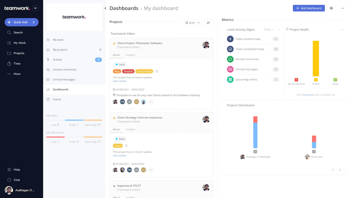 Teamwork.com screenshot - 10 Meilleurs Outils de Gestion de Portefeuille de Projets d’Entreprise 2026