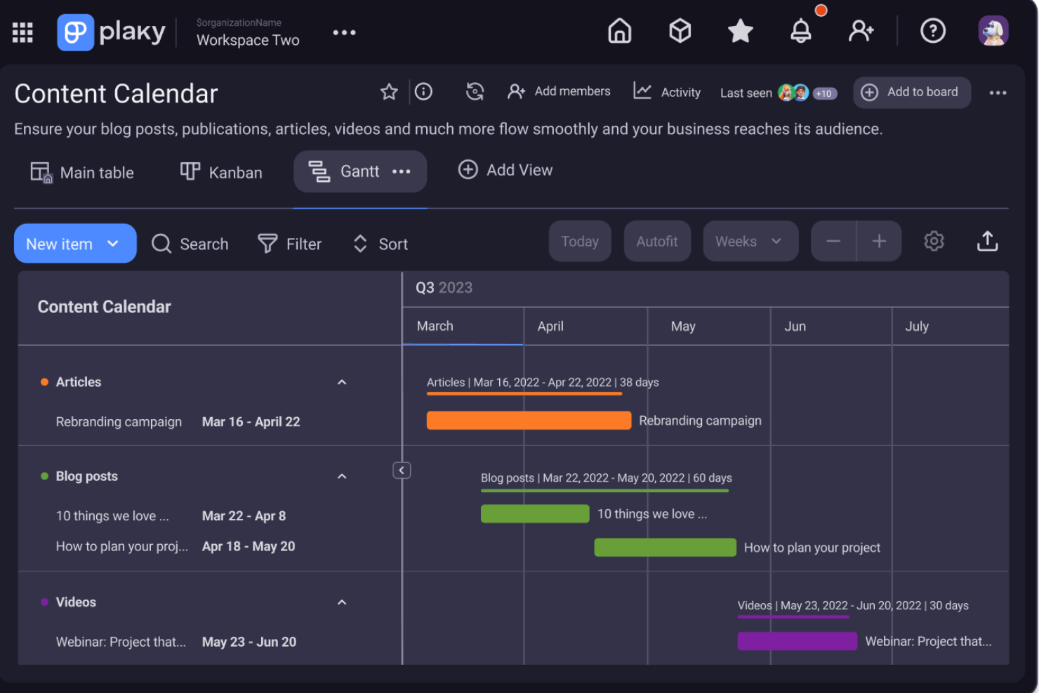 Plaky screenshot - 10 Beste Kostenlose Gantt-Diagramm-Software im Test für 2026