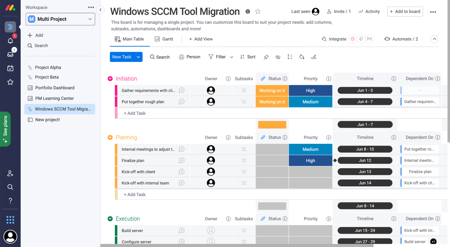 monday.com screenshot - 10 Herramientas de Software de Gestión de Proyectos Más Fáciles en 2026