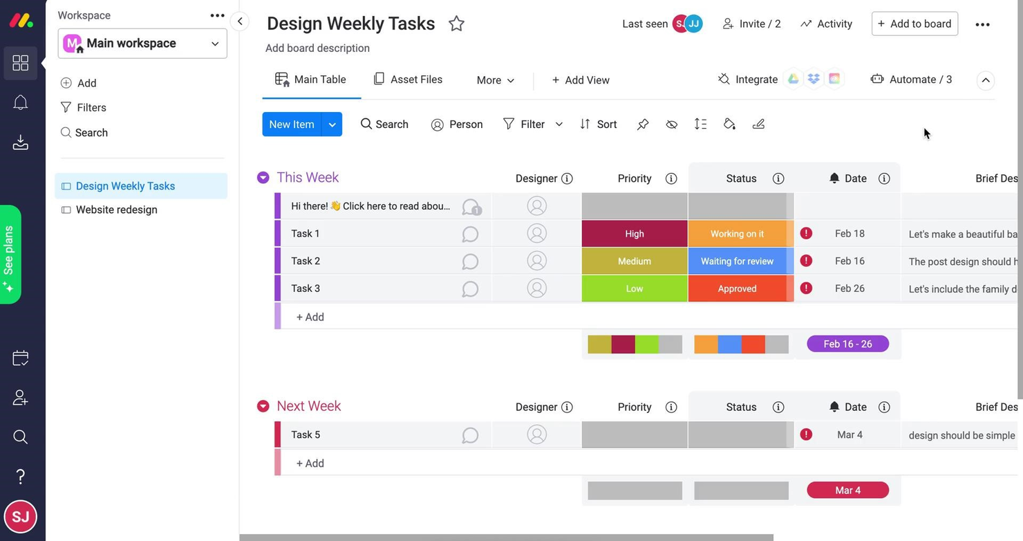 monday.com screenshot - Probé 28 Software de Automatización de Flujos de Trabajo en 2026: Mis Mejores Elecciones