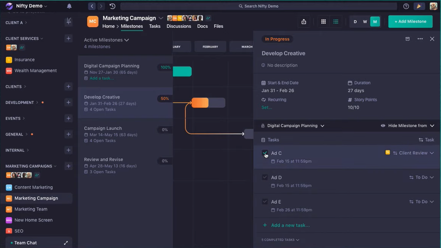 Nifty screenshot - Las 10 Mejores Aplicaciones de Flujo de Trabajo Que He Probado en 2026