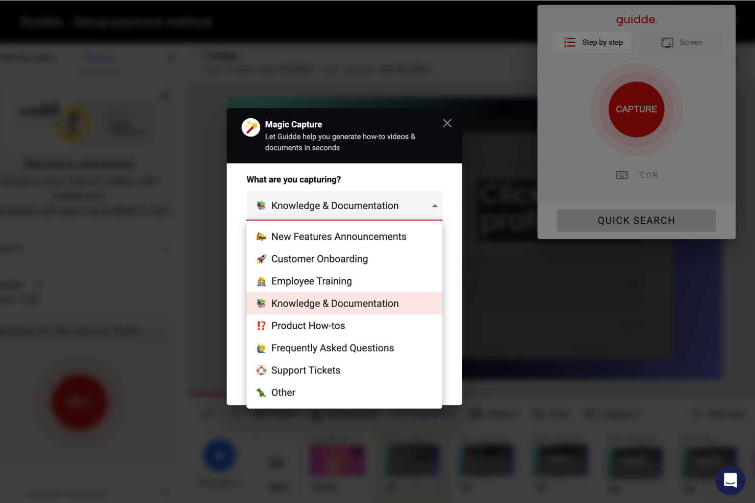 Guidde screenshot - Die 5 besten Bildschirmfreigabe-Software &amp; -Hardware für 2026