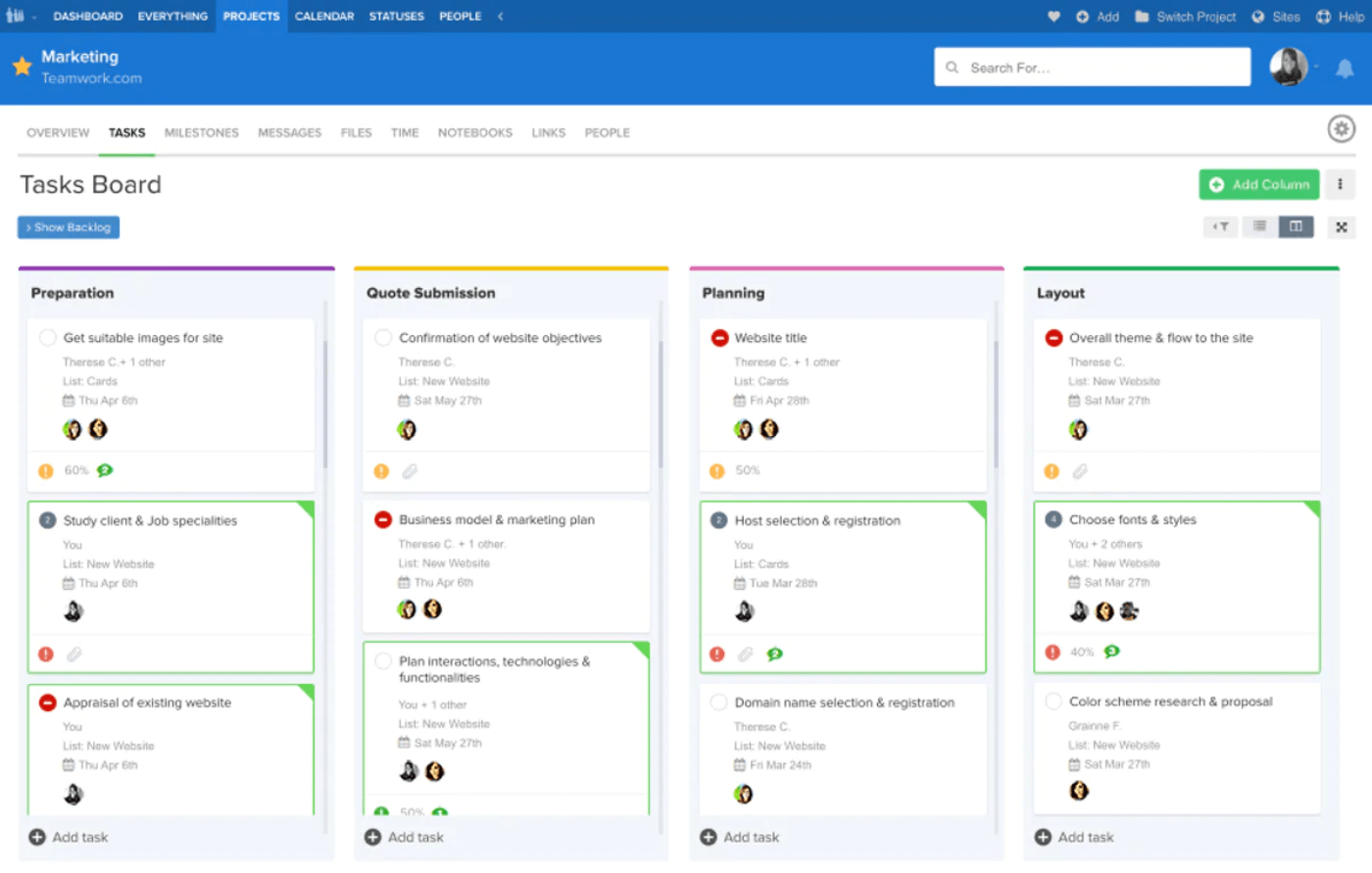 Teamwork.com screenshot - 10 meilleurs logiciels Kanban pour réduire les délais de traitement en 2026