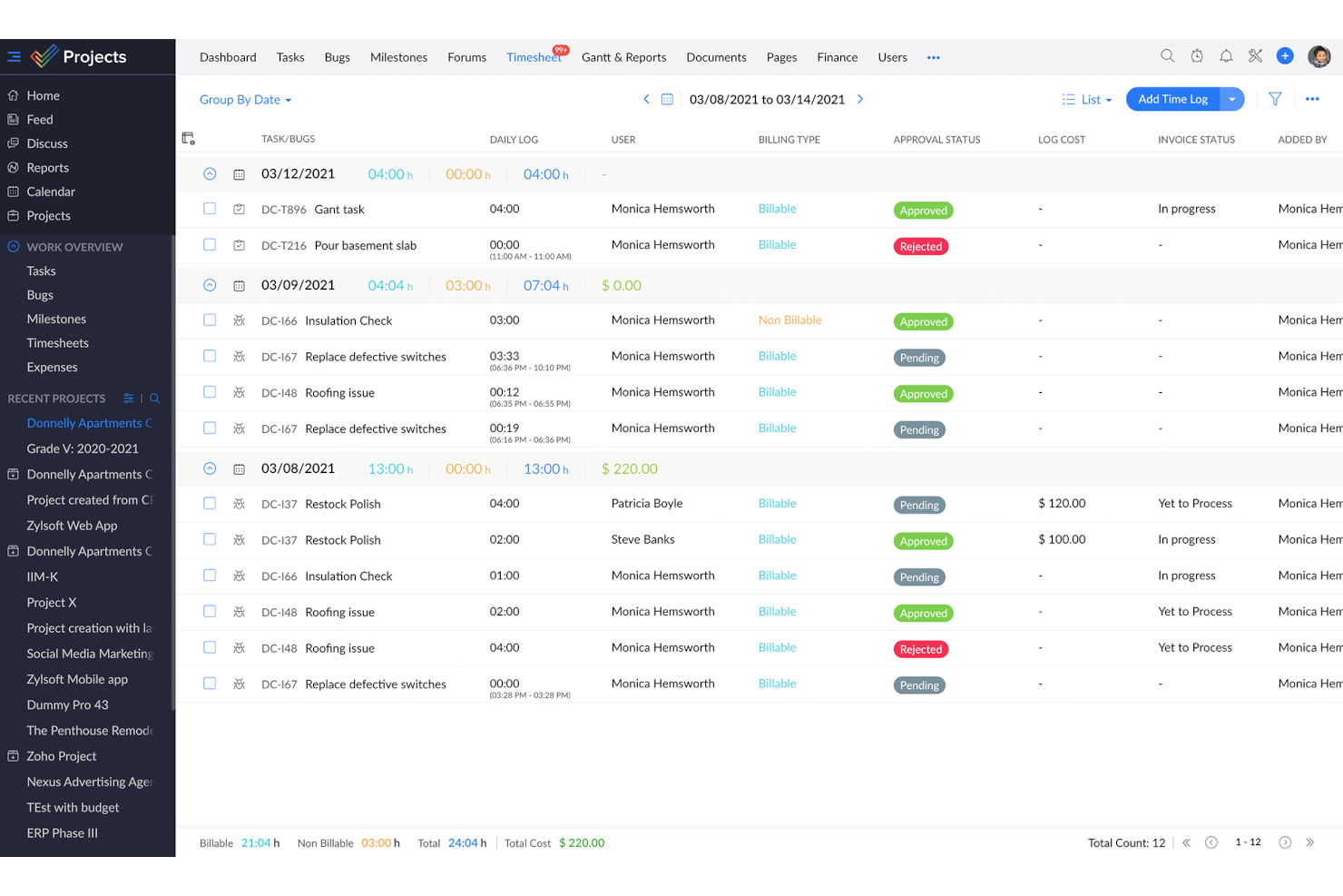 Zoho Projects screenshot - 22 Meilleures Solutions Gratuites de Logiciels de Planification de Projets en 2026