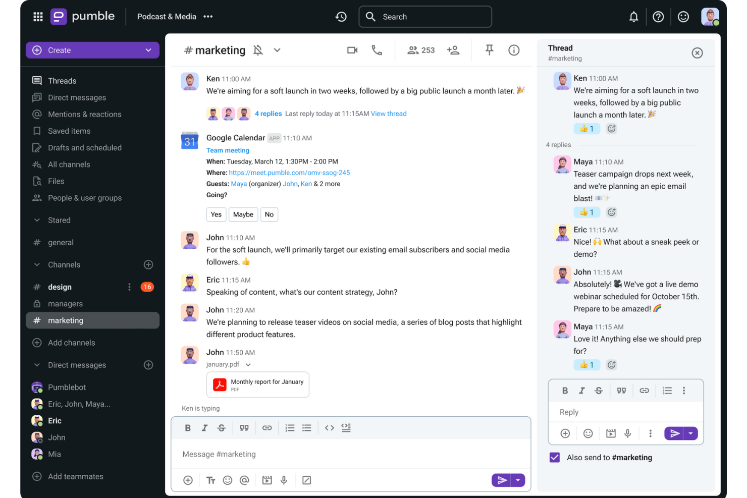 Pumble screenshot - 10 Meilleurs Outils de Communication En Ligne Pour Les Équipes En 2026