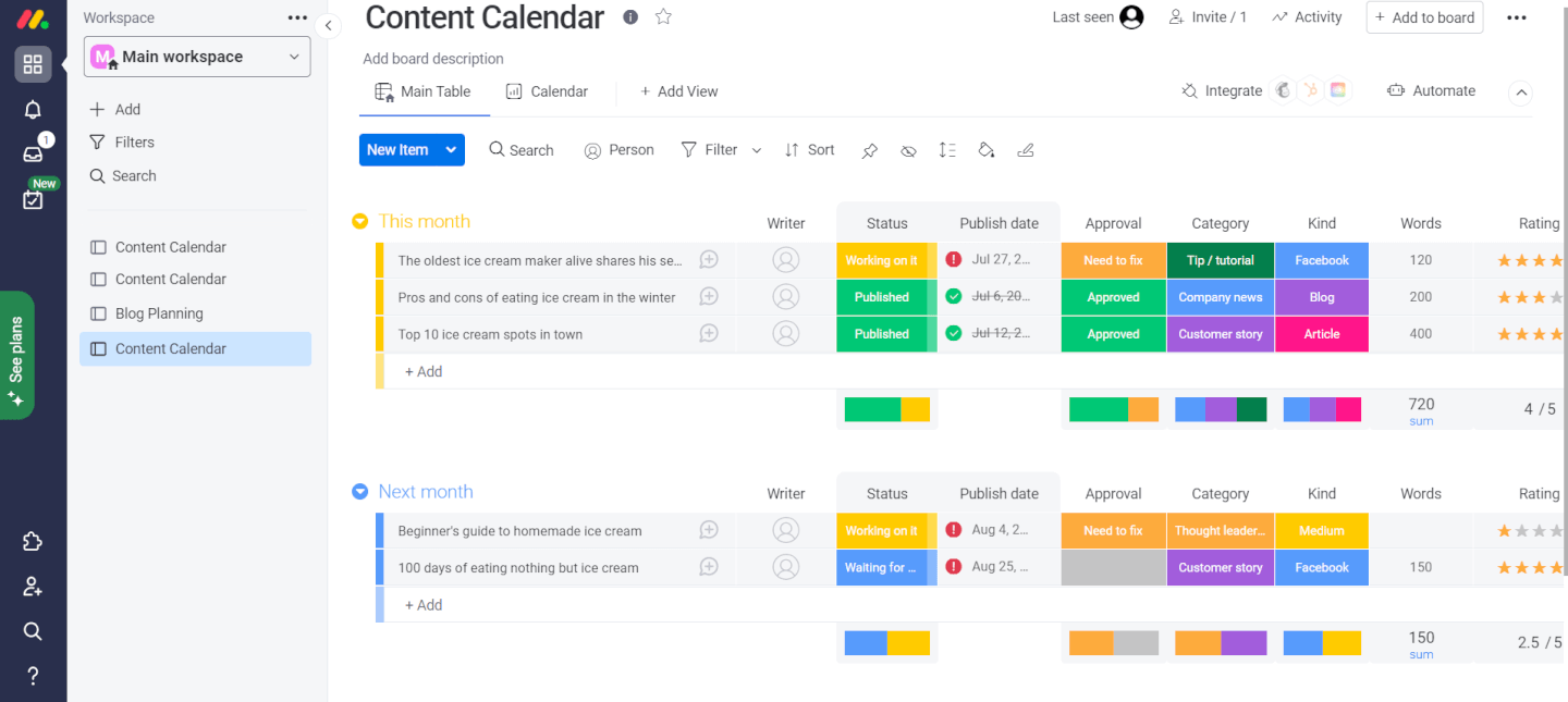 monday.com screenshot - 17 Beste Unternehmens-Content-Management-Systeme für 2026
