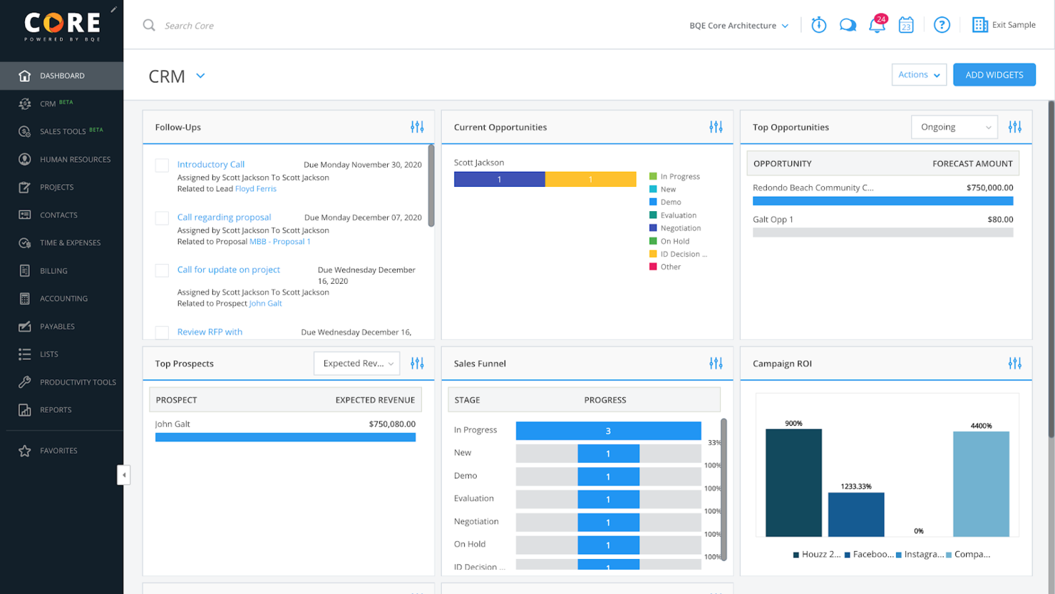 BQE Core screenshot - 24 meilleurs logiciels de gestion de projet pour ingénieurs en 2026