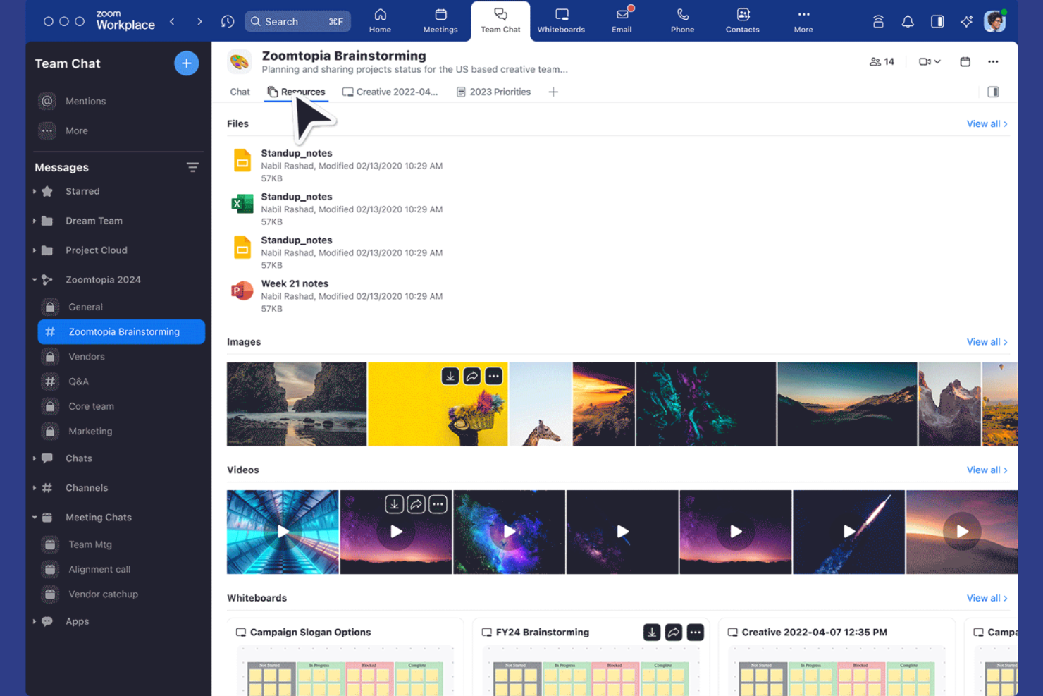 Zoom Team Chat screenshot - 10 Migliori Strumenti di Comunicazione Interna nel 2026