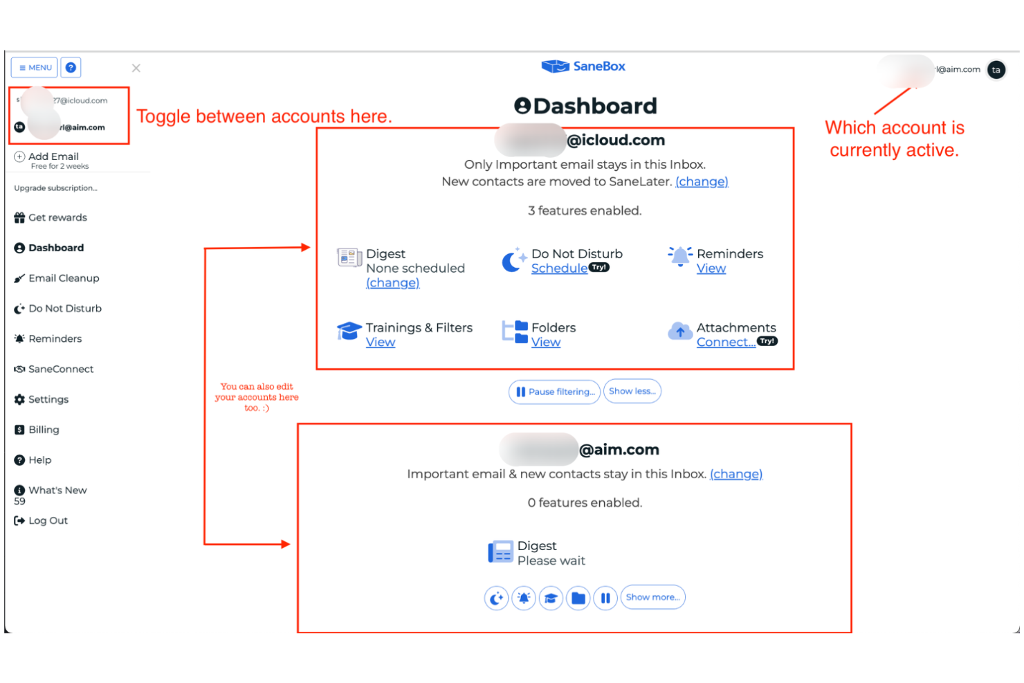 SaneBox screenshot - Le 10 migliori soluzioni software per la gestione delle email nel 2026