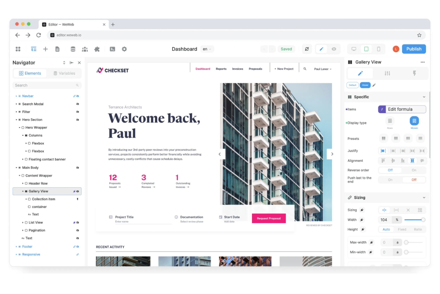 WeWeb screenshot - Le 10 migliori alternative a Zoho Creator per il 2026