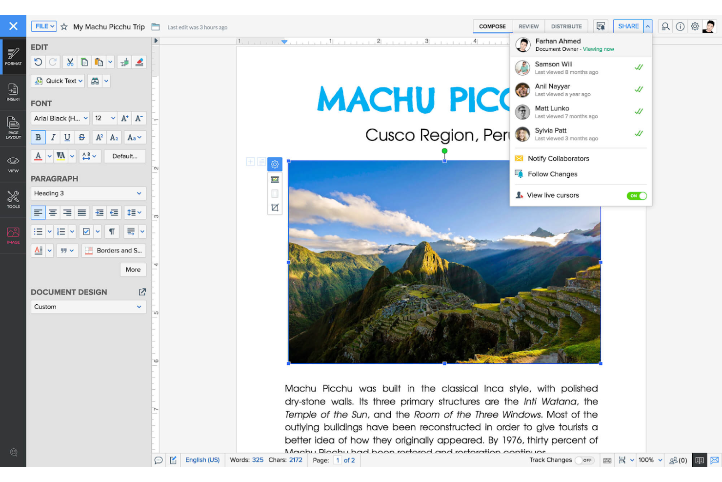 Zoho Office screenshot - 17 migliori alternative a LibreOffice nel 2026