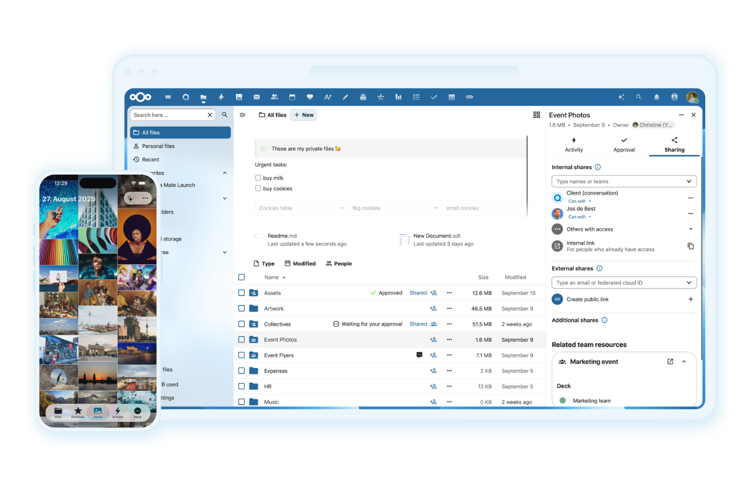 Nextcloud screenshot - 10 migliori alternative a OneDrive per il 2026