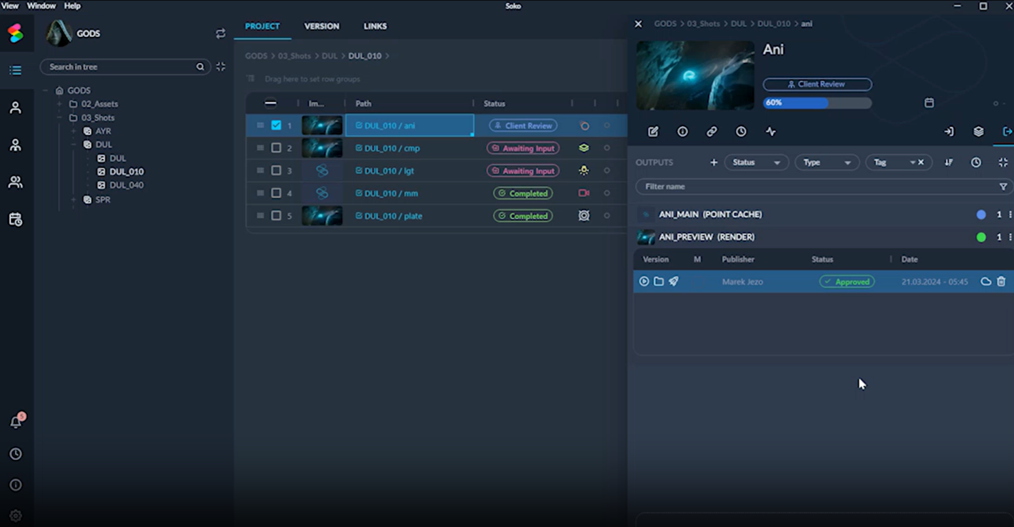 SOKO screenshot - Le 10 Migliori Soluzioni Software per la Gestione di Progetti VFX Recensite nel 2026