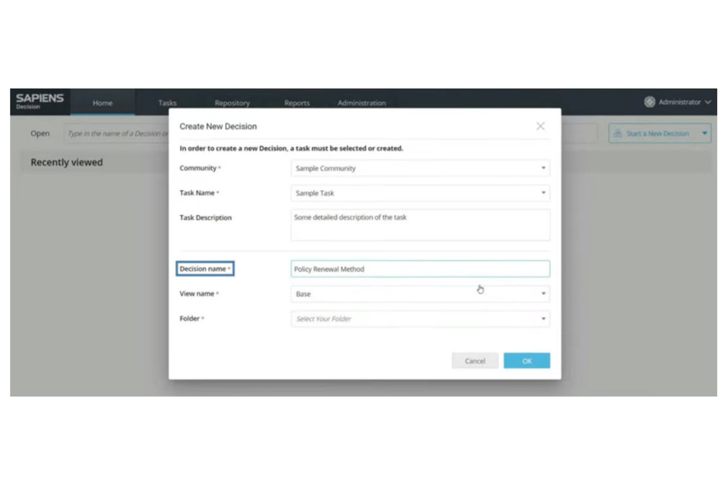 Sapiens screenshot - I 10 migliori software di gestione delle decisioni per il 2026