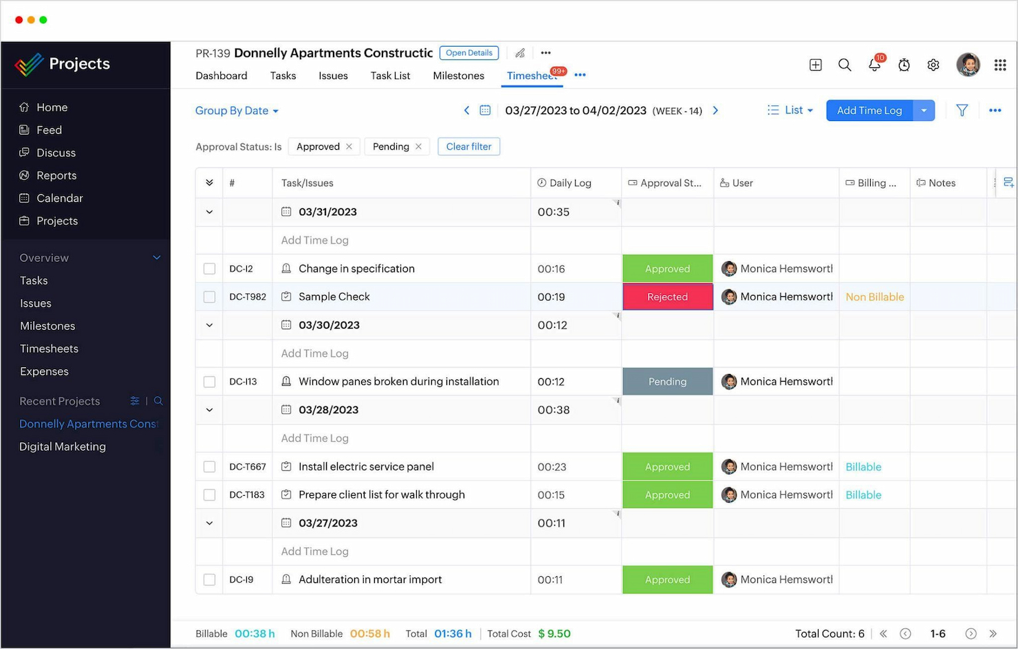 Zoho Projects screenshot - 19 migliori alternative a Paymo recensite nel 2026