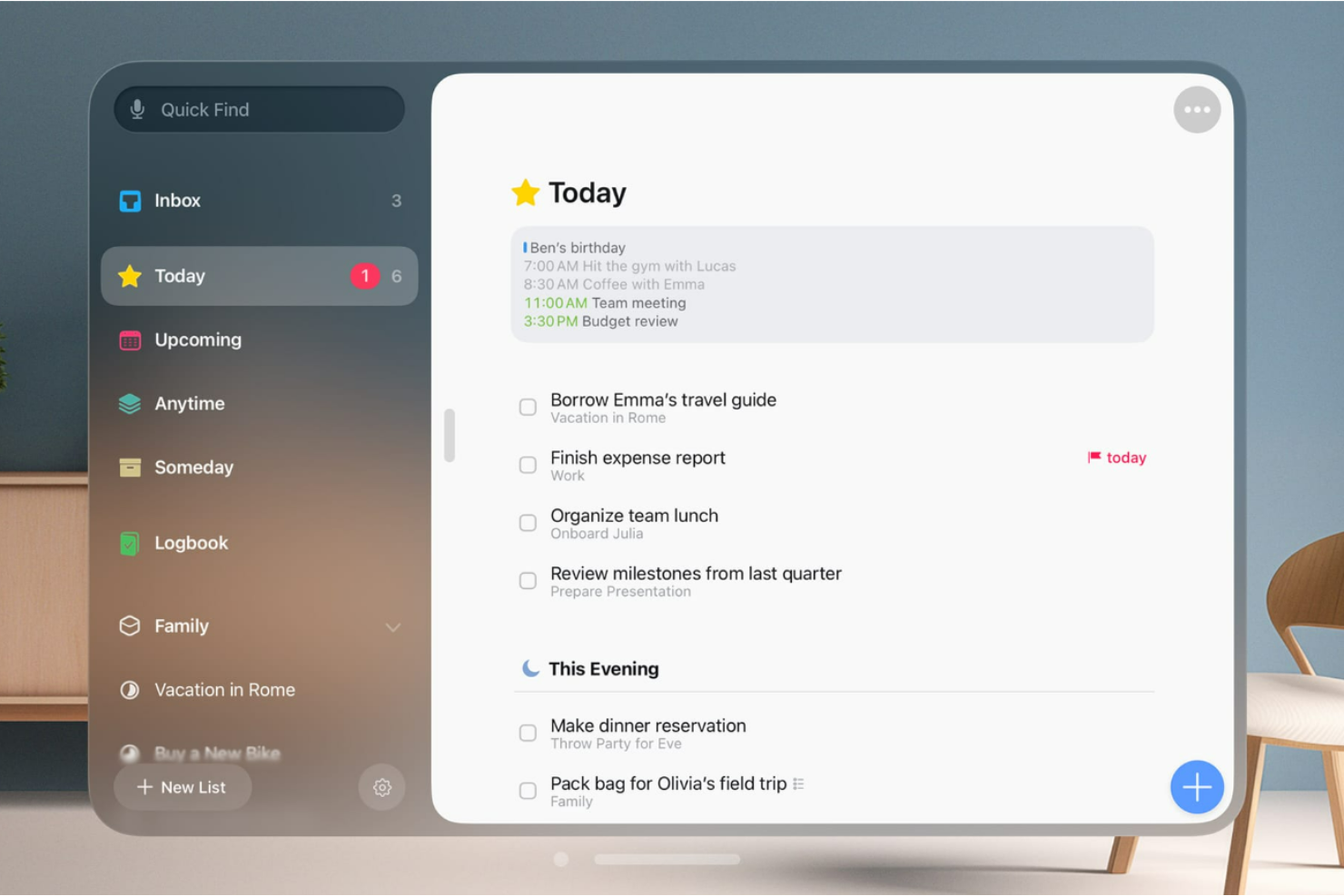 Things screenshot - Le 10 migliori app per liste di cose da fare recensite nel 2026