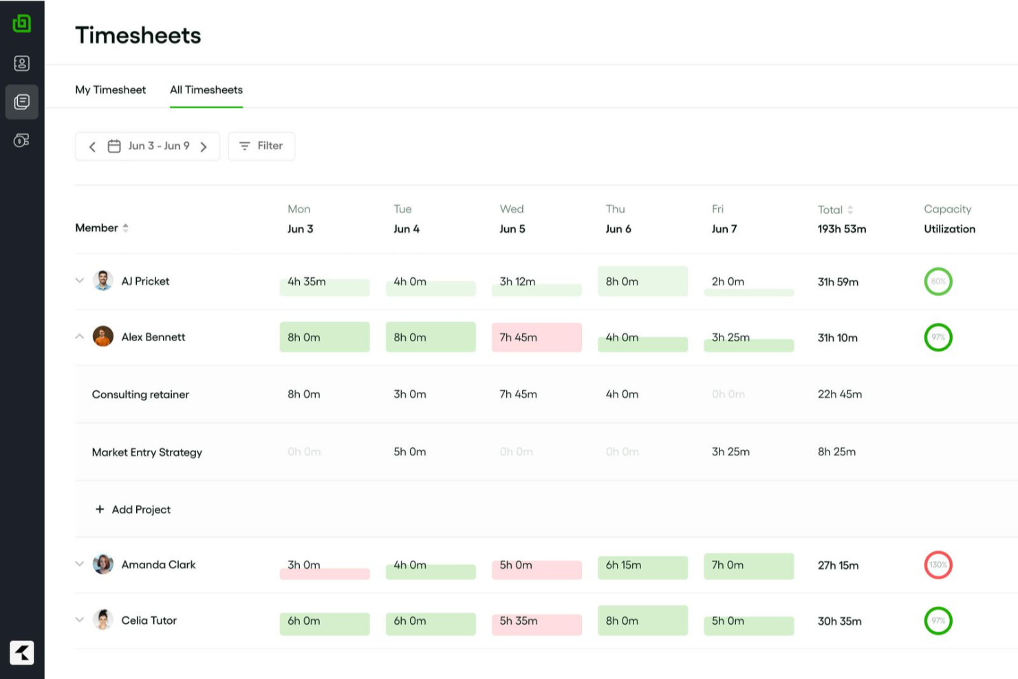 Bonsai Agency Software screenshot - I 10 migliori software di monitoraggio del tempo per la produttività nel 2026