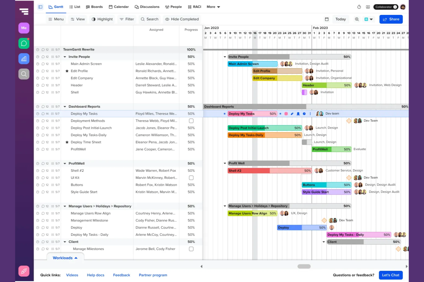 TeamGantt screenshot - I 10 migliori creatori di diagrammi di Gantt per la pianificazione dei progetti nel 2026