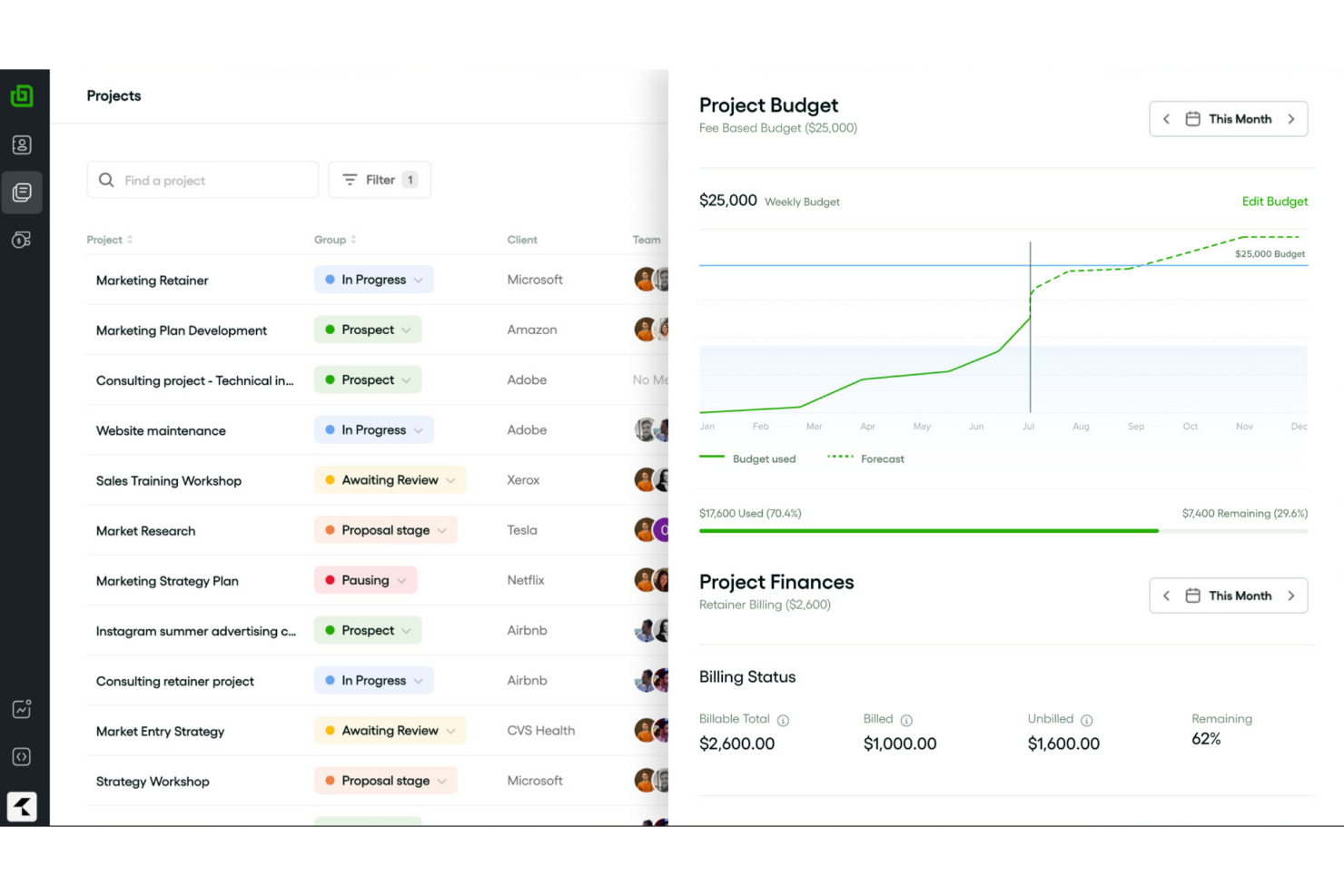 Bonsai Agency Software screenshot - Le 10 Migliori Soluzioni di Software Gestione Progetti di Design per il 2026