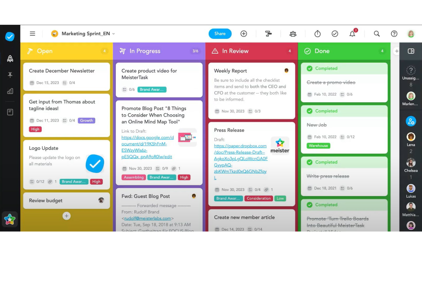 MeisterTask screenshot - I 10 strumenti di gestione dei progetti più facili da usare nel 2026