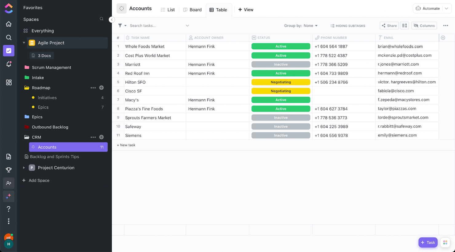 ClickUp screenshot - 10 Migliori Software Database Clienti &amp; Database Clienti per il 2026