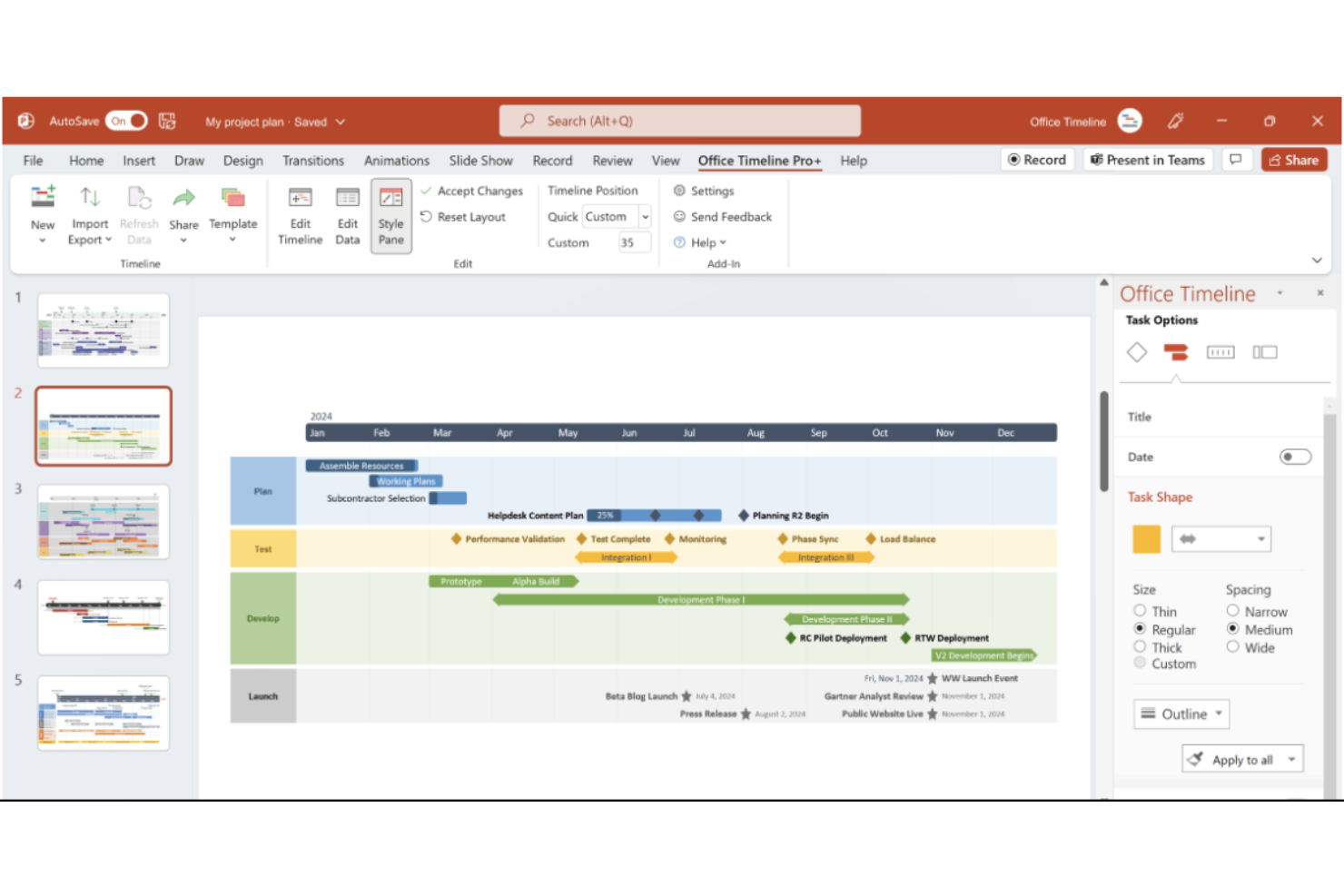 Office Timeline screenshot - 10 Migliori Strumenti per la Gestione delle Tempistiche dei Progetti per Restare in Pista nel 2026