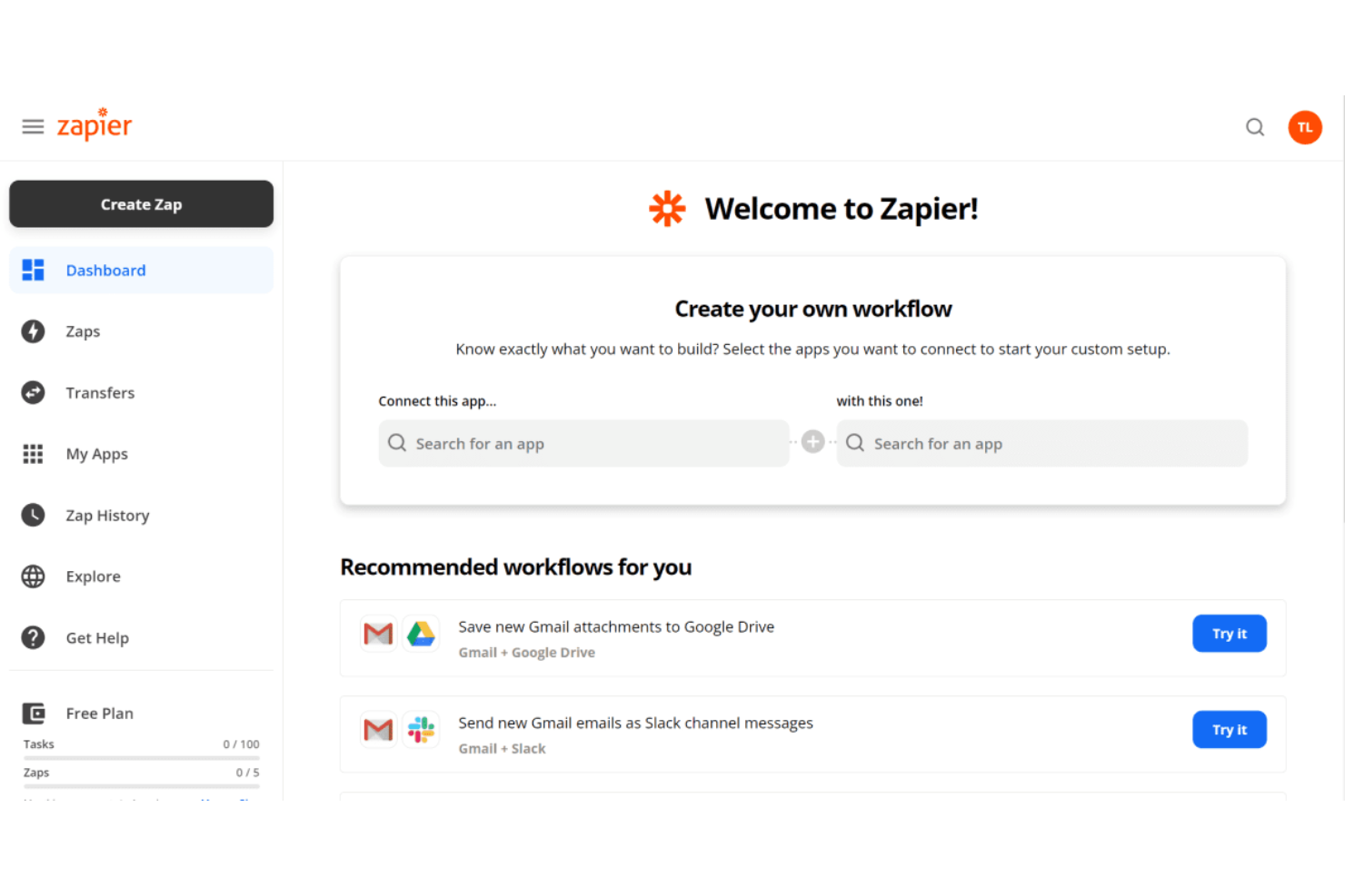 Zapier screenshot - Las 10 mejores alternativas a Jitterbit en 2026