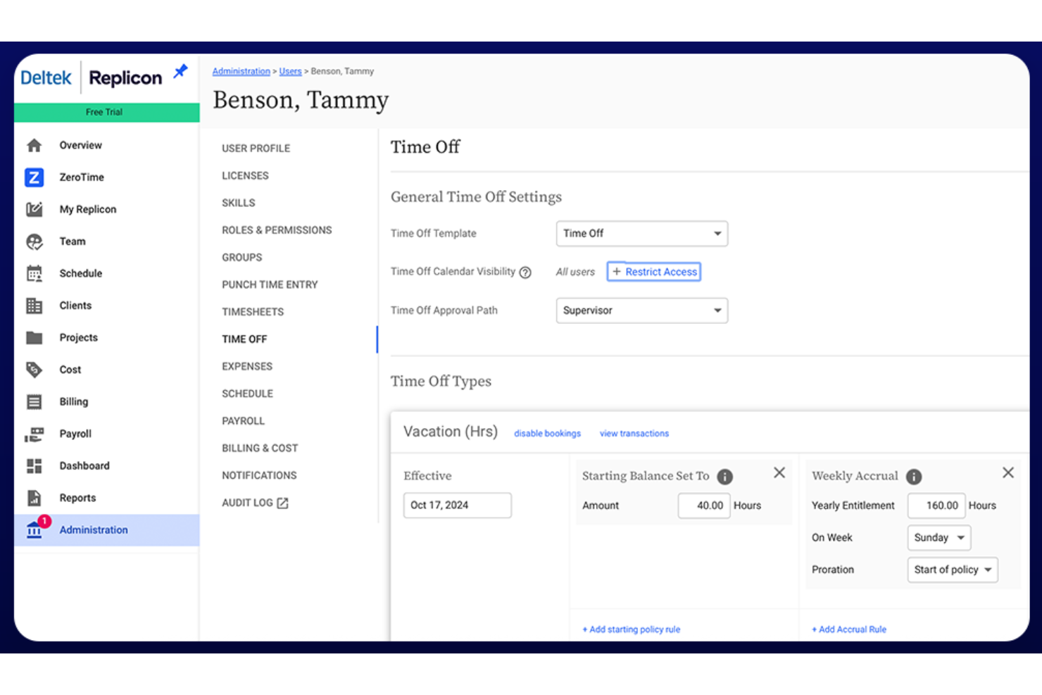 Replicon screenshot - Las 20 Mejores Alternativas a QuickBooks Time en 2026