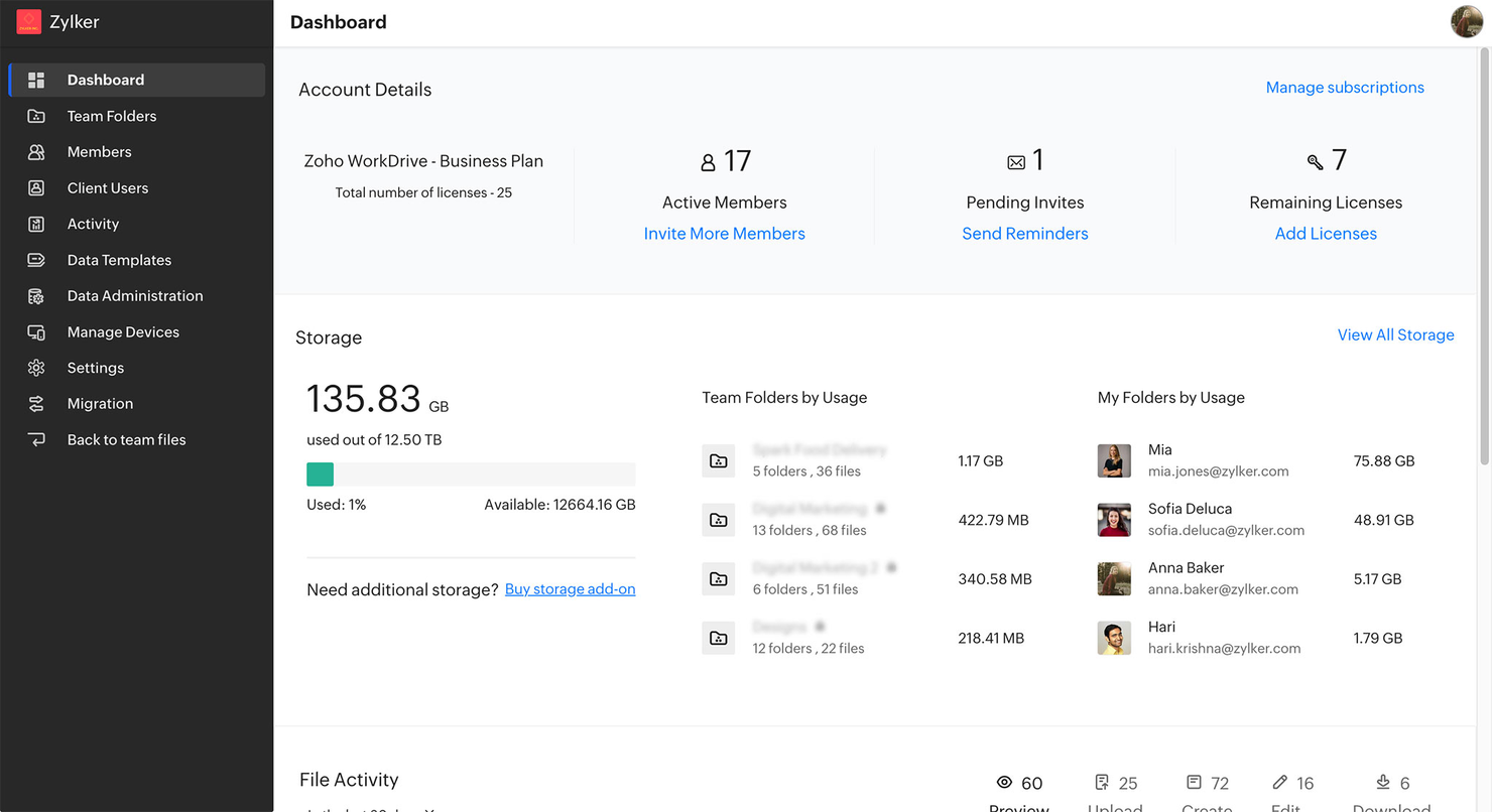 Zoho WorkDrive screenshot - 10 Mejores Software de Gestión de Documentos Económicos para 2026