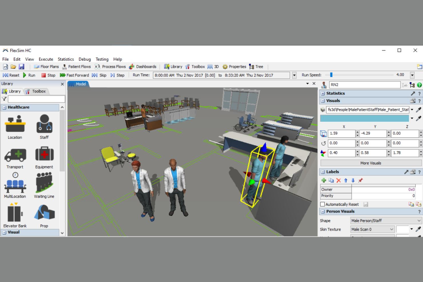 FlexSim screenshot - 10 Software de Simulación de Procesos de Negocio para 2026
